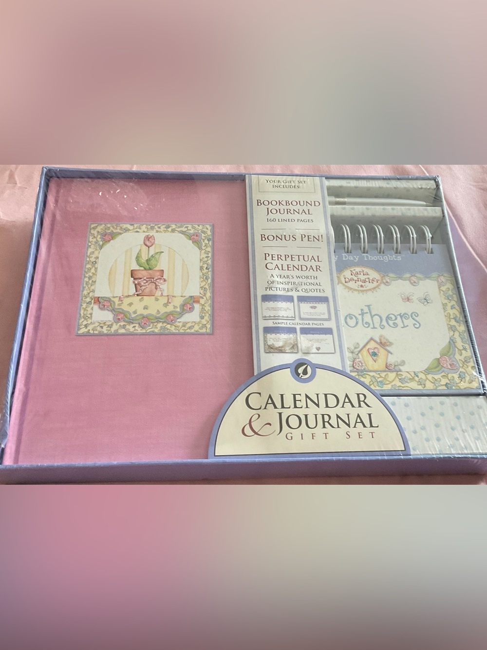 A New Seasons Pink and Light Blue Calendar & Journal Gift Set W/Pen